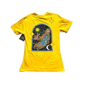 Trip City‎ Shirt Womens Medium Flying Flame Skeleton Earthy Gothic Velvet NWT